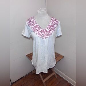 Soft Surroundings Leaf Trim Tee Shirt